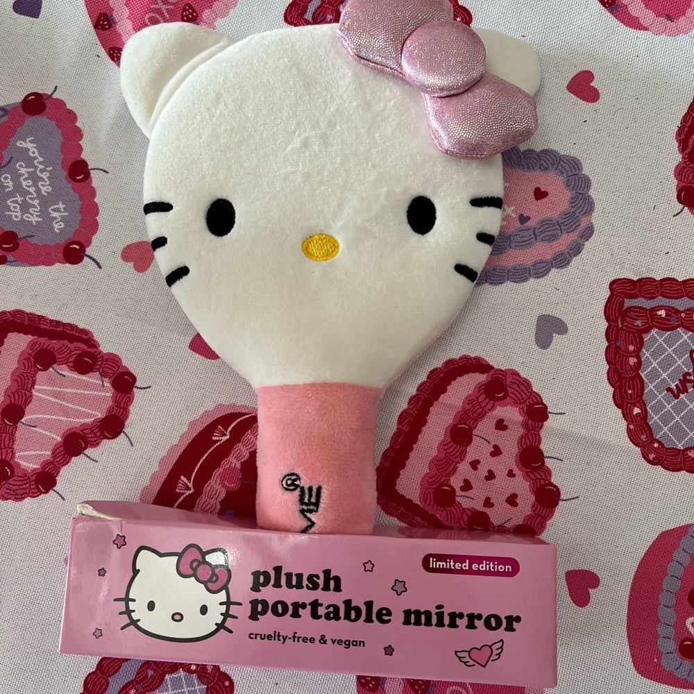 Hello Kitty Pink Plush Mirror with Bow